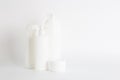 Clean white cosmetics bottles on a white background. Isolate Royalty Free Stock Photo