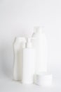 Clean white cosmetics bottles on a white background. Isolate Royalty Free Stock Photo