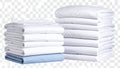 Clean white folded bed sheets and pillowcases stacked for laundry or hotel use Royalty Free Stock Photo