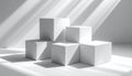 Minimalist White Cubes with Dramatic Light and Shadow Royalty Free Stock Photo