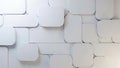 Geometric Arrangement of White Rounded Rectangles and Squares Creating a Textured Wall Pattern Royalty Free Stock Photo