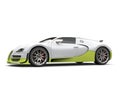 Clean white modern super sports car with green details - studio shot Royalty Free Stock Photo