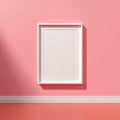 Minimalist White Frame on Soft Pink Wall with Subtle Shadow Royalty Free Stock Photo