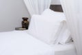 Clean white pillow on the bed Royalty Free Stock Photo