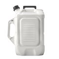 White plastic jerrycan with black handle and cap isolated on white background Royalty Free Stock Photo