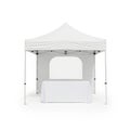 White pop up canopy tent with display table and window Royalty Free Stock Photo
