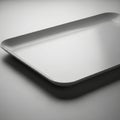 A clean white rectangular serving tray with gently rounded corners presented isolated on white background Royalty Free Stock Photo