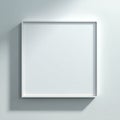 Clean White Square Frame Mockup on Light Gray Wall with Shadow Royalty Free Stock Photo