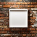 Blank White Square Frame on Rustic Brick Wall Royalty Free Stock Photo