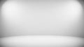 Clean white studio background with soft spotlight illumination creating a subtle gradient effect on the curved floor Royalty Free Stock Photo
