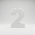 White 3D Rendered Number 2 on a Light Gray Background image photo Royalty Free Stock Photo