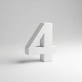 White 3D Number Four with Soft Shadows on Light Gray Background digit Royalty Free Stock Photo