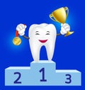 Clean white tooth wins award illustration. Royalty Free Stock Photo