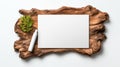 A Clean Whiteboard Marker with a Blank Sheet of Paper and Greenery on Wooden Base Royalty Free Stock Photo