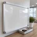A clean whiteboard in a modern office or classroom setting. Royalty Free Stock Photo