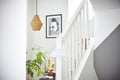 clean, whitepainted stairwell in a scandinavianstyle interior Royalty Free Stock Photo