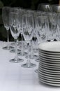 Clean wineglasses with plates