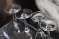 Clean wineglasses in a row