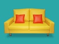 Clean yellow sofa and pillows