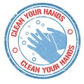 Clean your hands sign or stamp