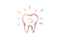 Cleaned tooth, care, dental, health, hygiene concept. Hand drawn isolated vector.