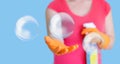 Cleaner and bubbles. Royalty Free Stock Photo