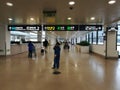 A cleaner cleaning the floor in the Pudong International Airport