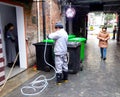 Cleaner cleaning Tianzifang alley