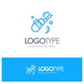 Cleaner, Cleaning, Vacuum, Pipe Blue outLine Logo with place for tagline Royalty Free Stock Photo