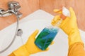 Cleaner holds the detergent from the mold in the bathroom