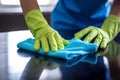 Cleaner household service hygiene domestic cleaning home glove house housework Royalty Free Stock Photo