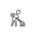 Cleaner maid worker line icon Royalty Free Stock Photo