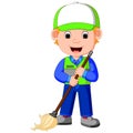 Cleaner man with cleaning equipments Royalty Free Stock Photo