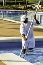 Cleaner outdoor swimming pool on the resort