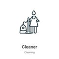 Cleaner outline vector icon. Thin line black cleaner icon, flat vector simple element illustration from editable cleaning concept Royalty Free Stock Photo