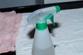 Cleaner plastic spray bottle empty, using for hygiene