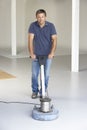 Cleaner polishing office floor