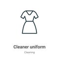 Cleaner uniform outline vector icon. Thin line black cleaner uniform icon, flat vector simple element illustration from editable