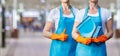 Cleaners show high quality work done Royalty Free Stock Photo