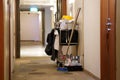 Cleaners trolley at hotel Royalty Free Stock Photo