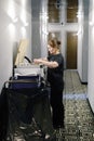 Cleaners trolley at hotel. Royalty Free Stock Photo