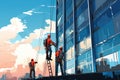 Cleaners workers washing windows Royalty Free Stock Photo