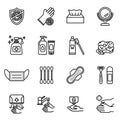 Hygiene icons set. Contains such Icons as Washing Hands, Antibacterial Soap and more.