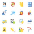 Cleaning and Laundry flat icons set 1.