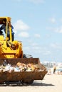Cleaning of accumulation garbage on the beach
