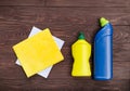 Cleaning agents and cleaning rags Royalty Free Stock Photo