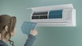 Cleaning the air conditioner filter. 3d render