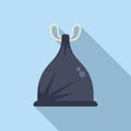 Cleaning bag trash icon flat vector. Ecological sack