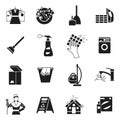 Cleaning Black White Icons Set Royalty Free Stock Photo