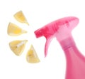 Cleaning Bottle Spraying Lemons